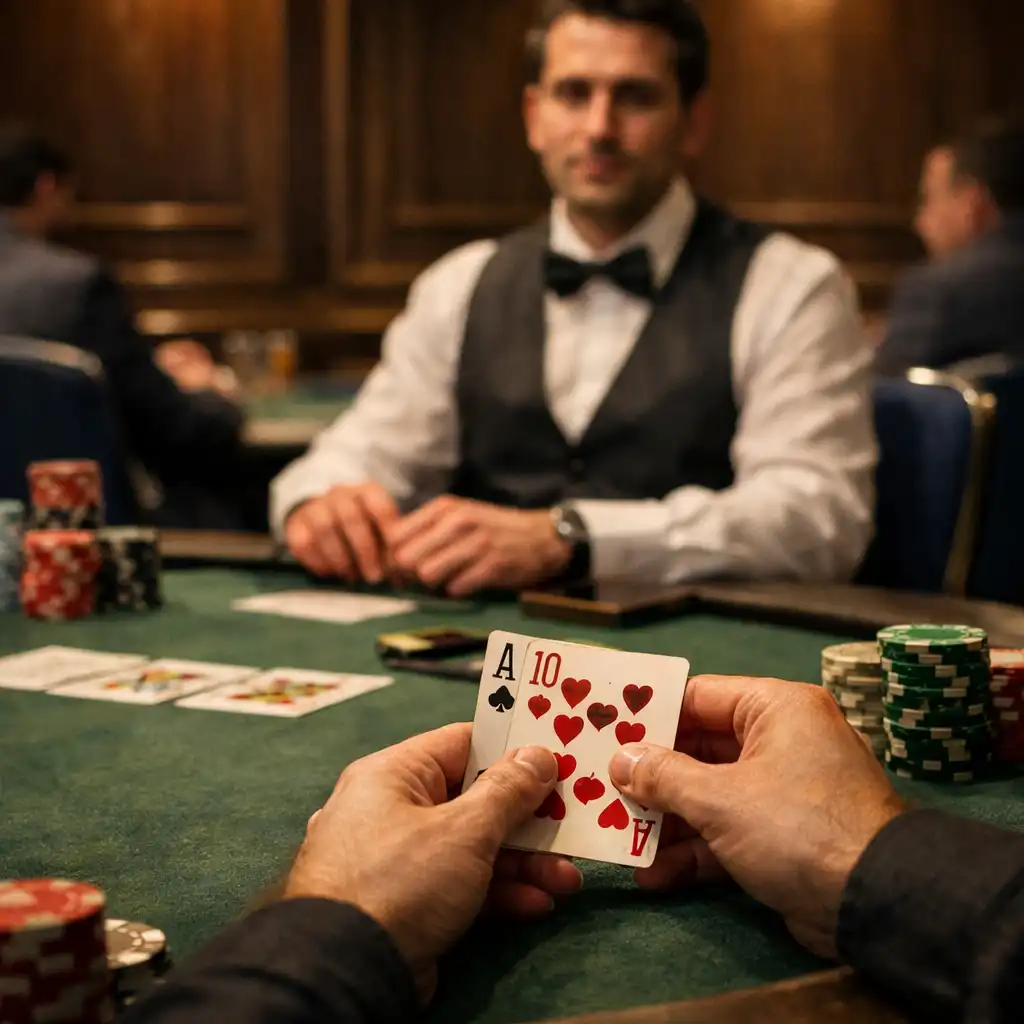Fizikai pokerasztal chipekkel és kártyákkal a CityForkk Poker Roomjában